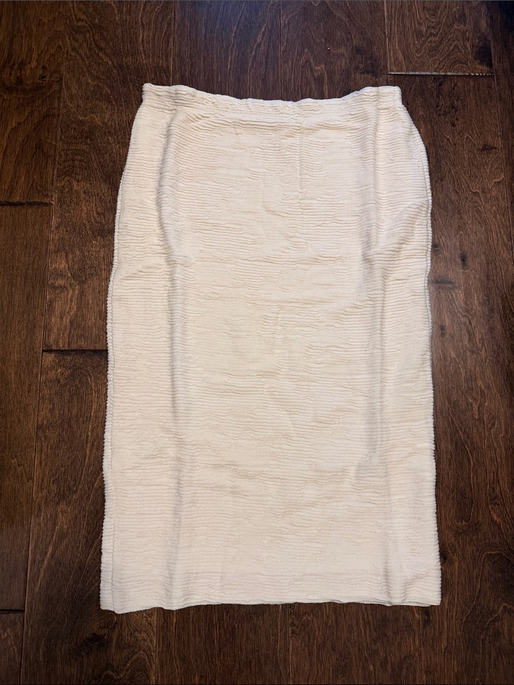 Cream Textured Ribbed Pencil Skirt